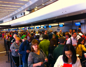 Long endless lines at the airport