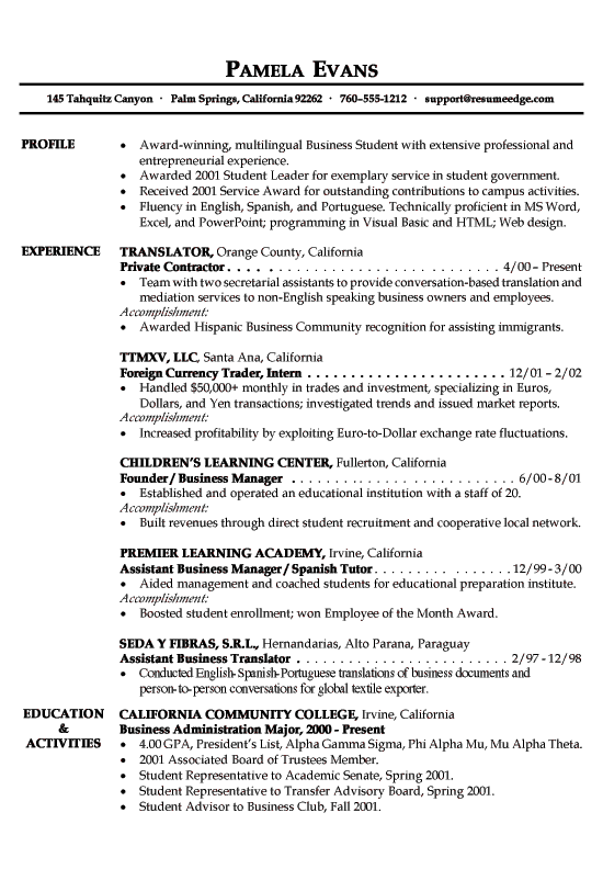 resumes good examples