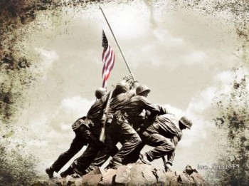 Raising The Flag in Iwo Jima 1945