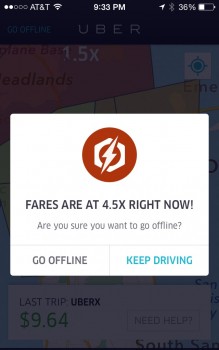 Fake 4.5X surge pricing to convince you to keep driving. Bullshit!