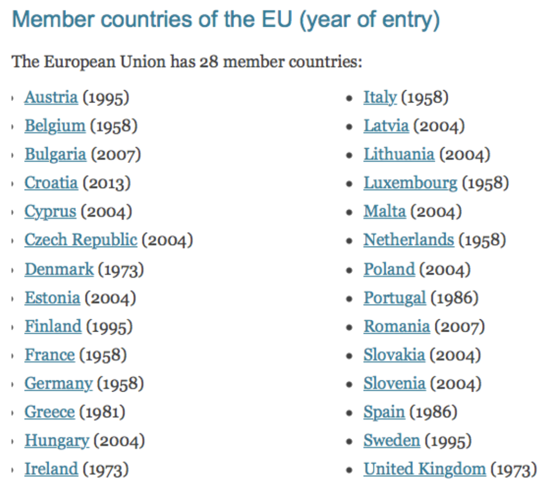 The U.K. joined the EU in 1973, the same year as Ireland and Denmark.