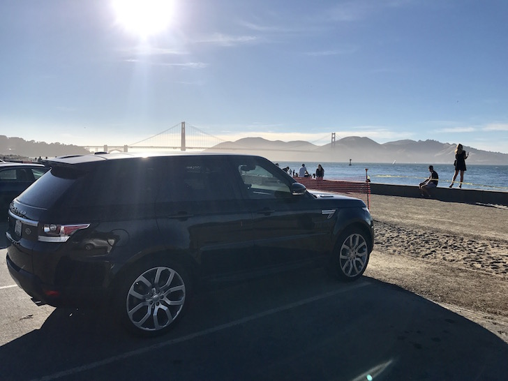 Moose II, a 2015 Range Rover Sport overlooking the Golden Gate Bridge, San Francisco