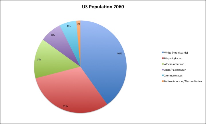US Population race pie chart mix by 2060 - income by race chart