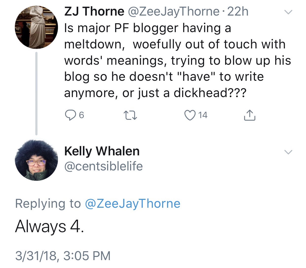 Kelly Whalen ZJ Thorne Hate Tweets