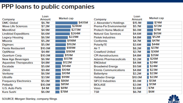 Public companies getting PPP