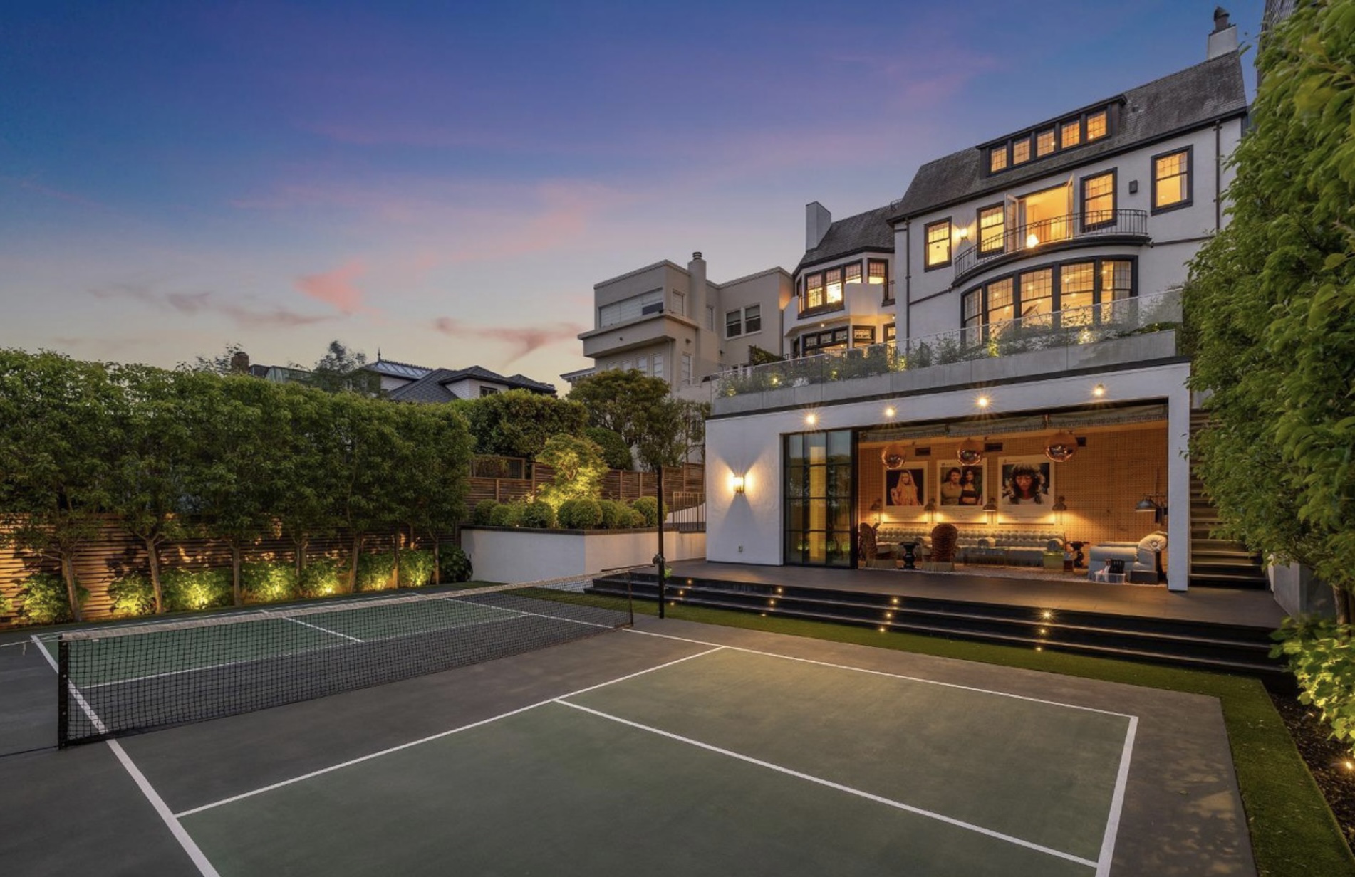 house with a pickleball court