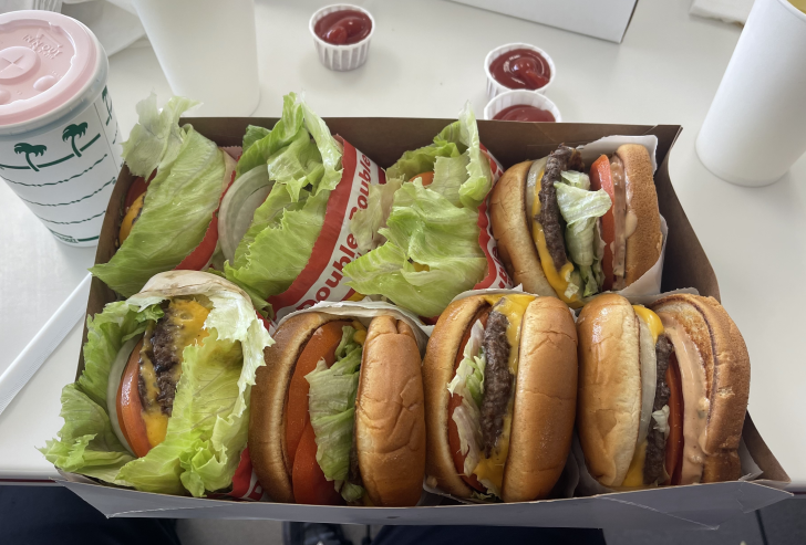 In and Out burger and spending more money on food. It's so much cheaper and yummier to buy an In N' Out Burger than eat gourmet fine dining