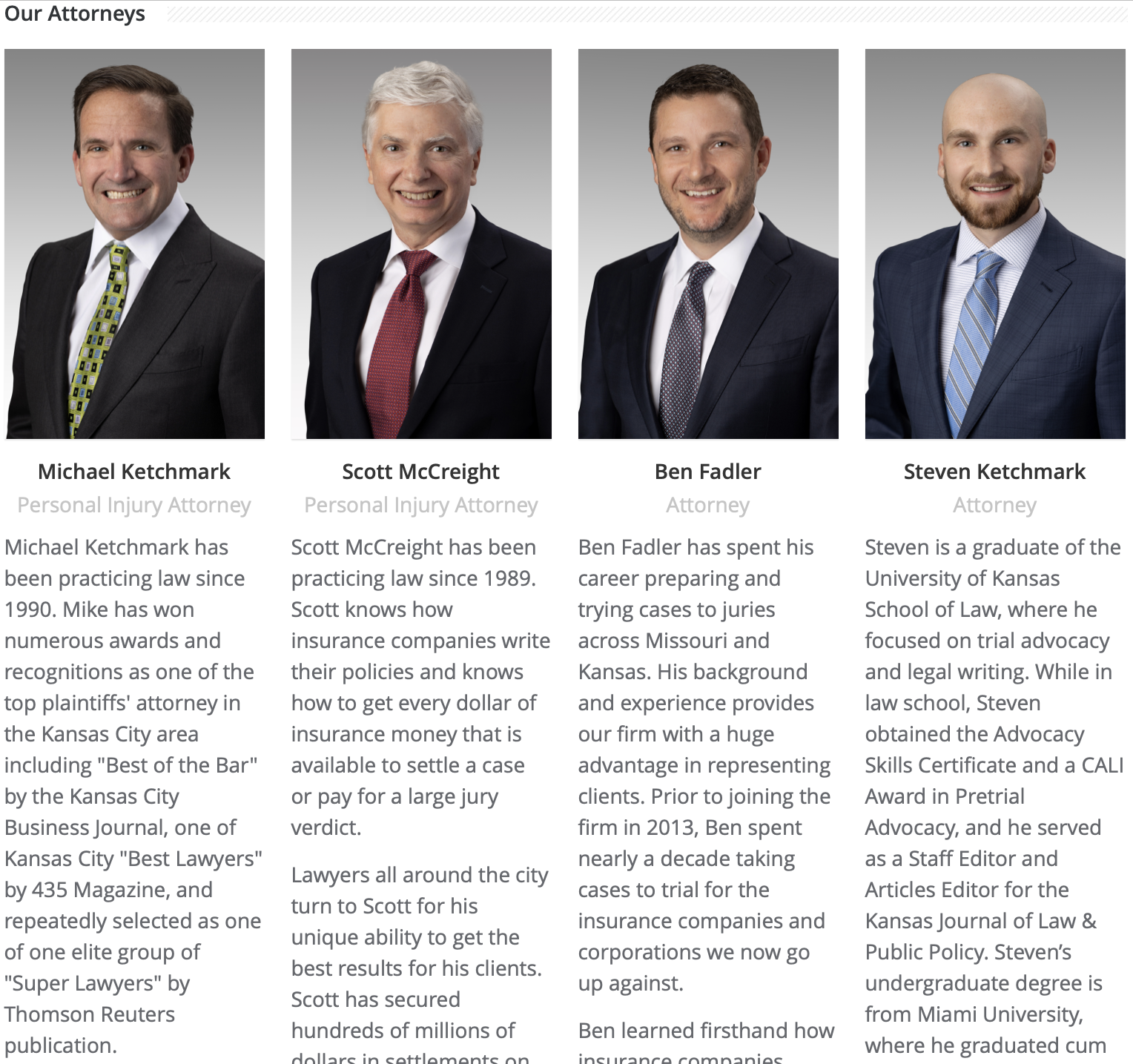 Michael Ketchmark, Scott McCreight, Bed Fadler, and Steven Ketchmark, the attorneys that won the lawsuit against the National Association Of Realtors for price fixing and real estate collusion
