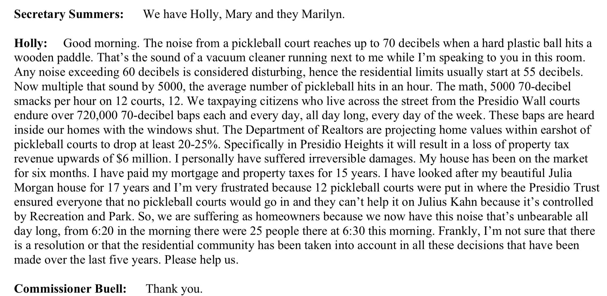 What to do if your home's value is negatively impacted by pickleball - Speak up and complain to Parks and Recreation