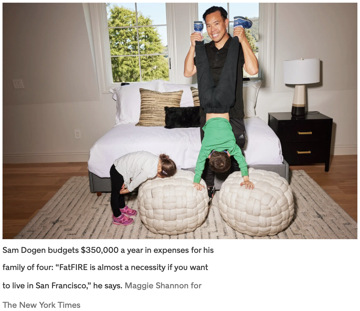 Sam Dogen, pioneer of the modern-day FIRE movement featured in the New York Times Magazine Retirement Edition, May 12, 2024