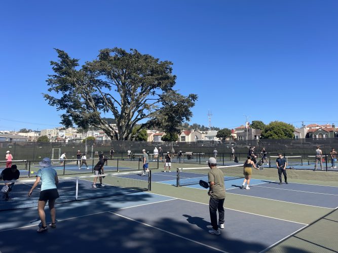 Mostly youth working from home at 1pm on a Friday Playing pickleball