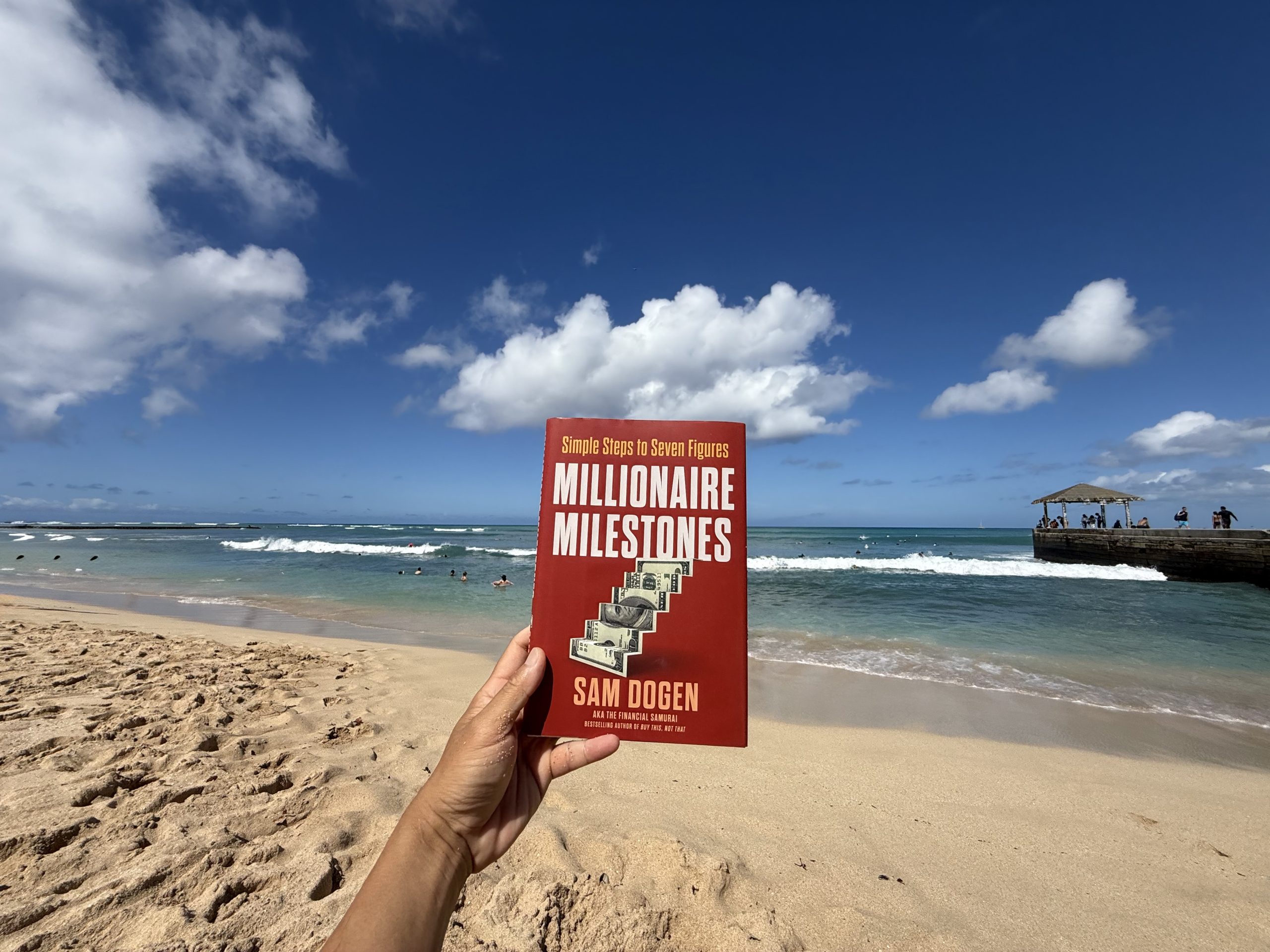 Millionaire Milestones on the beach in Honolulu, Hawaii